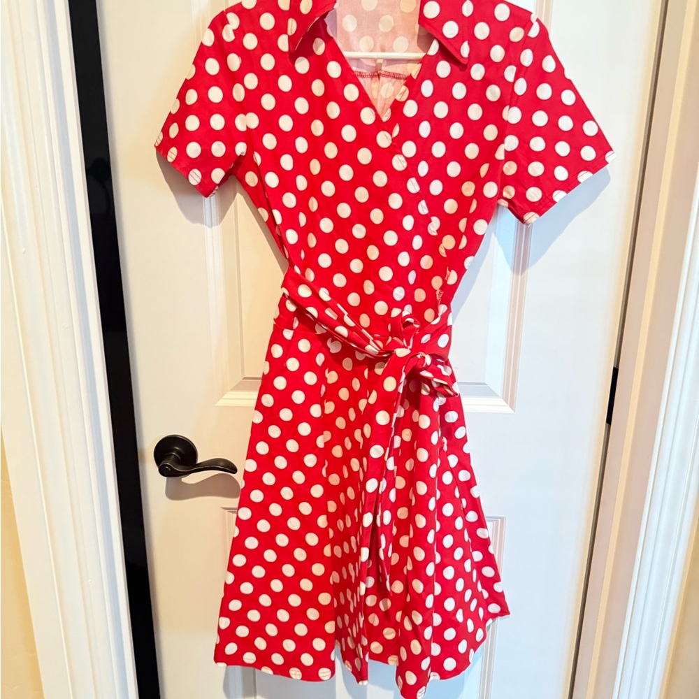Red Polka Dot Wrap Dress